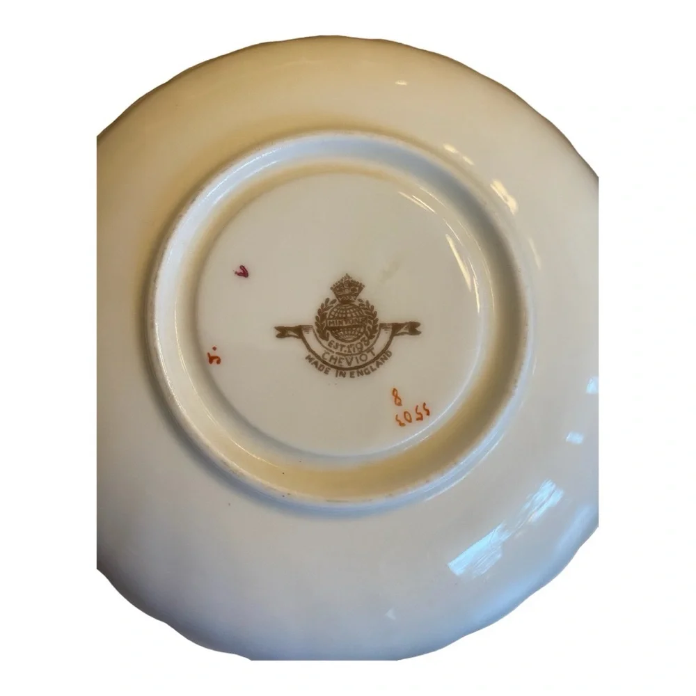 Minton Vintage Cheviot Green Bone China Teacup & Saucer Set Gilt Swirl MINT